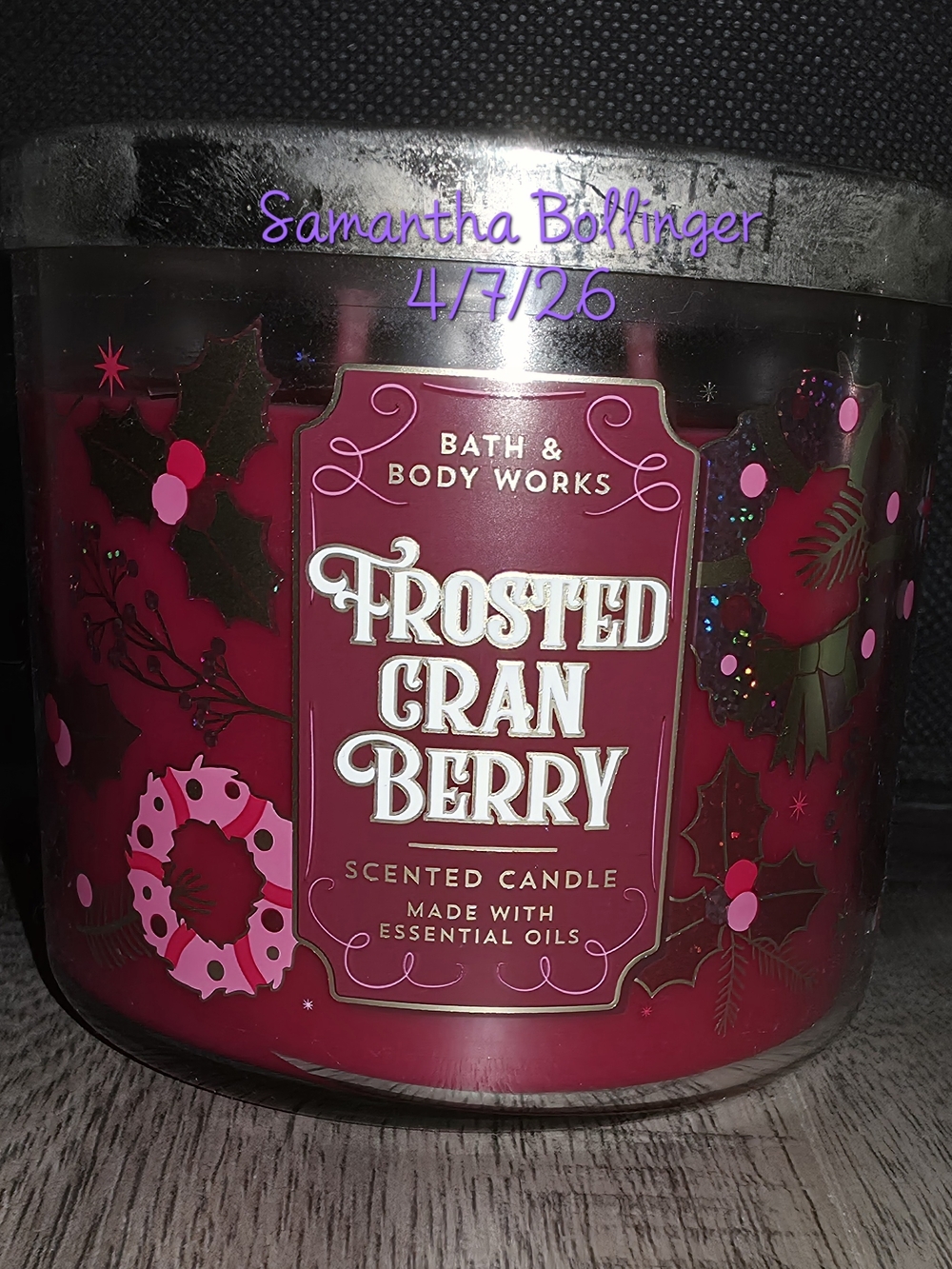 Bath & Body Works 3-Wick Frosted Cranberry Candle